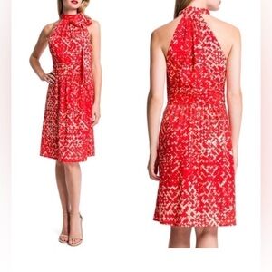 CYNTHIA STEFFE ORANGE PRINT HALTER DRESS (0949)